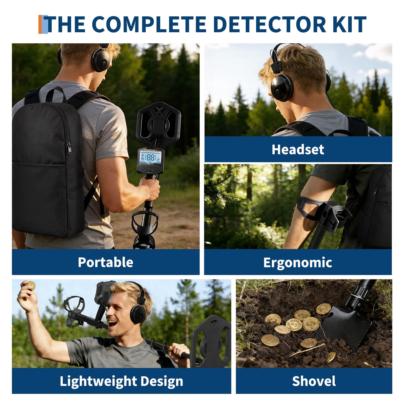 Deep Ground Metal Detector For Adults Underwater Beach Yard Waterproof Seeker US