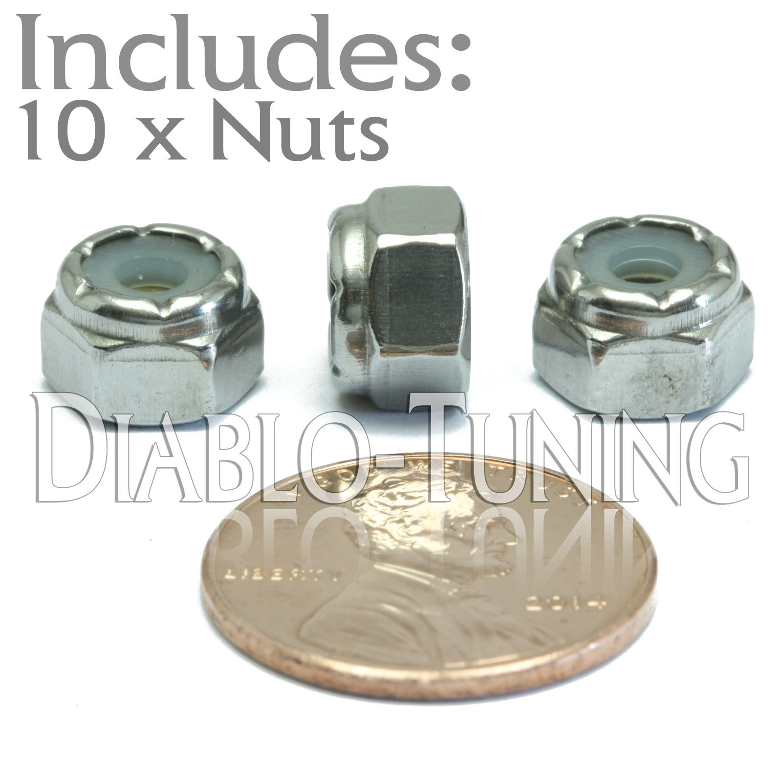 #8-36 NM – Qty 10 – Nylon Insert Hex Lock Nut SAE UNF – A2 Stainless Steel 18-8