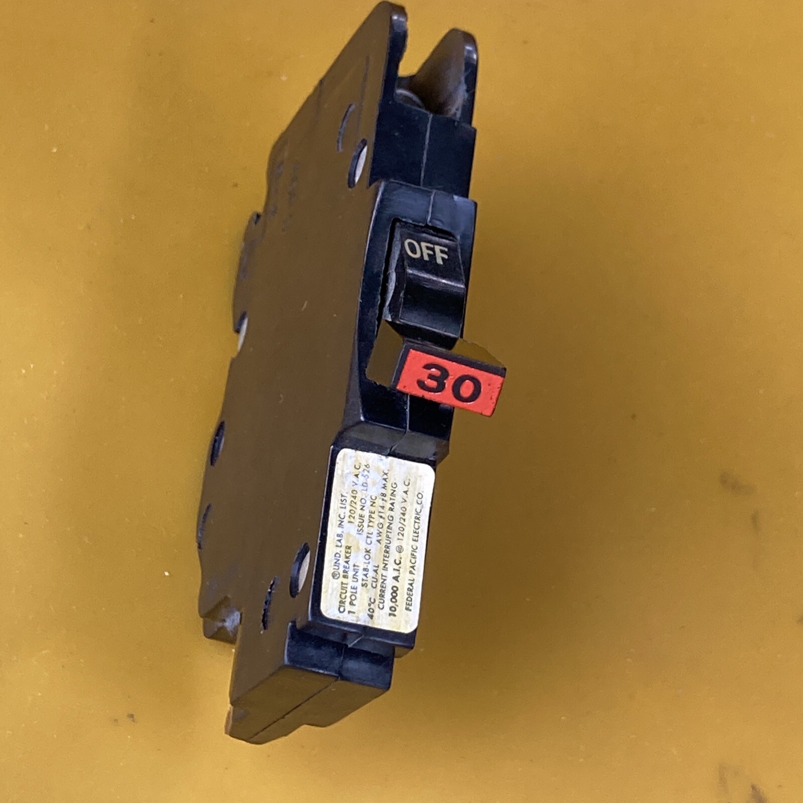 FPE Federal Pacific 30 Amp 1 Pole NC30 Stab-Lok THIN NC Red Handle NC130