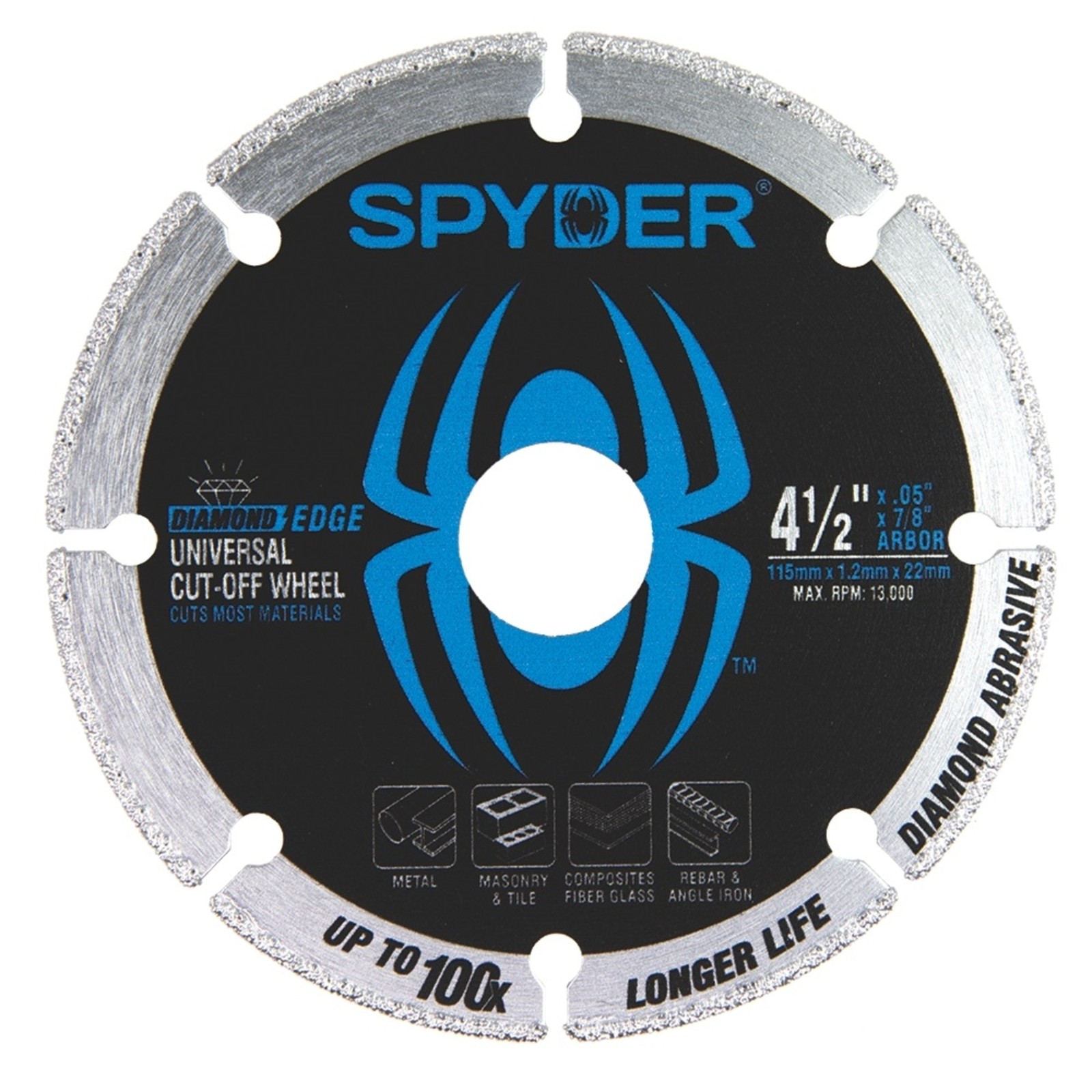 Diamond Bite 4.5 in Cut-Off Wheel 7/8 in Arbor Spyder 14001