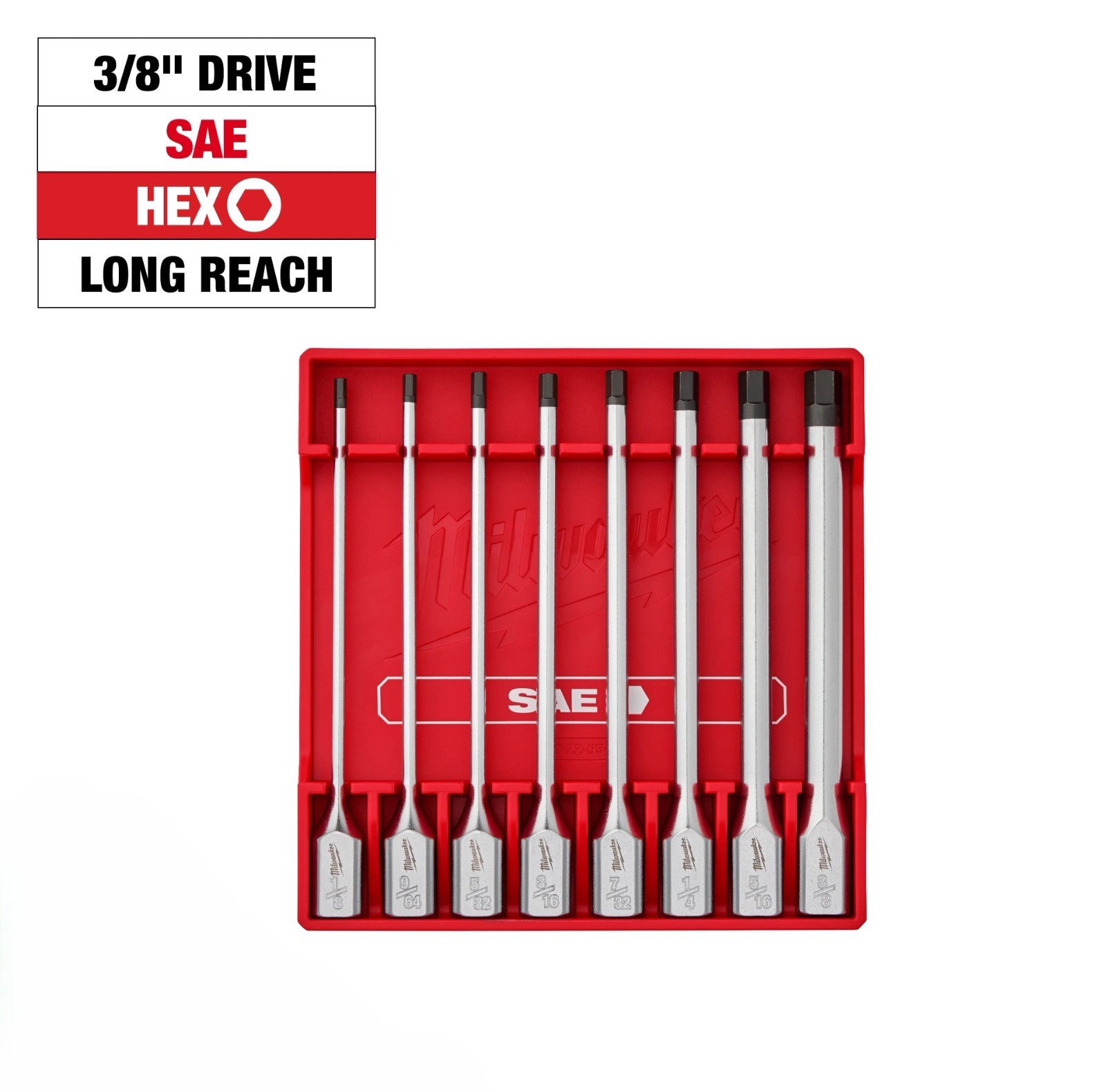 Milwaukee 48-22-9546 8pc 3/8” Drive Long Hex Bit Socket Set – SAE