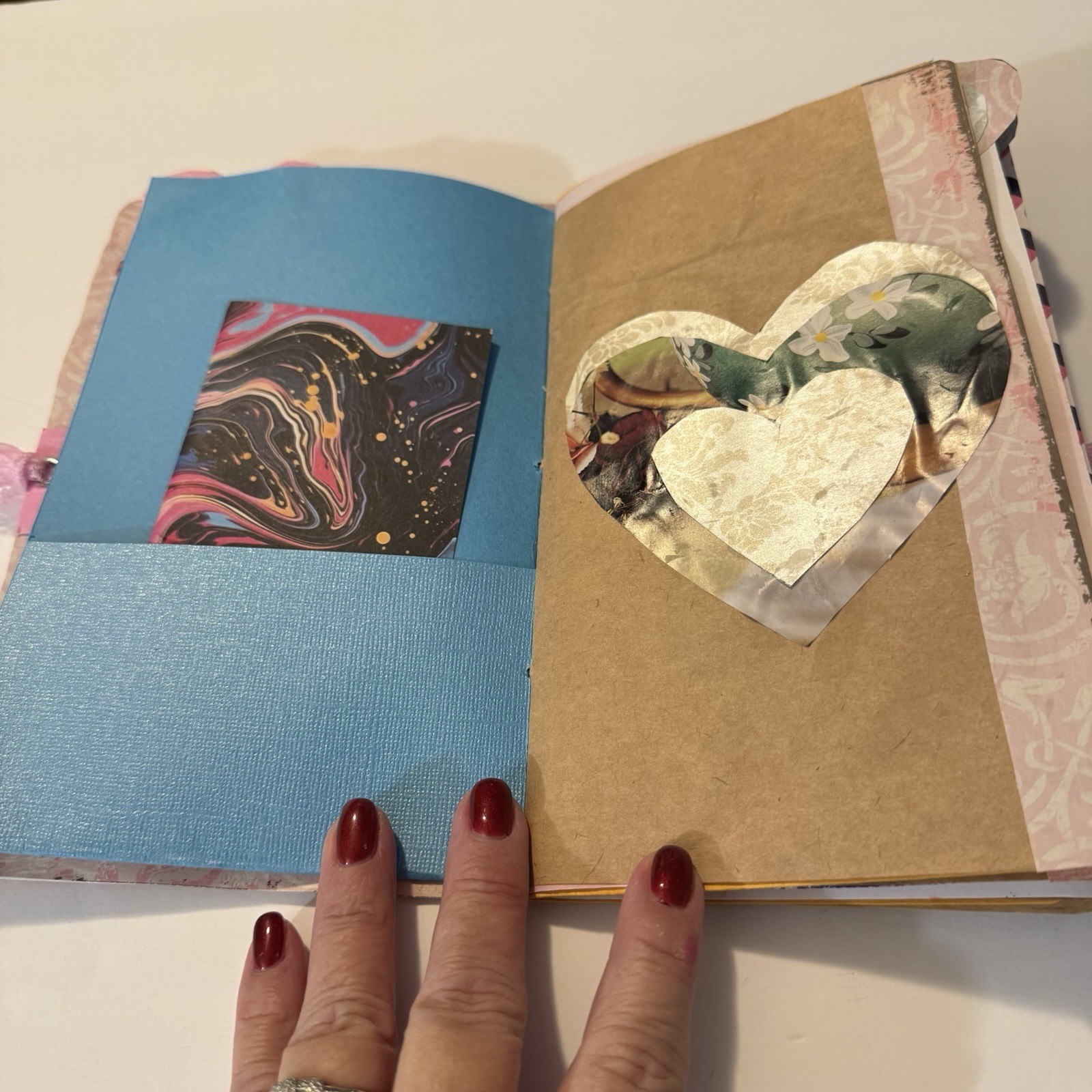 Handmade Junk Journal Valentine Theme Measures 8.5 X 5.5 Inches