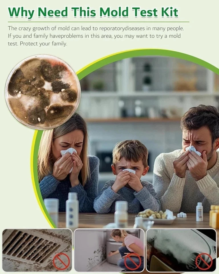 Mold Test Kit for Home, 4 Detection Tests for HVAC, Surfaces & Indoor Air Qualit
