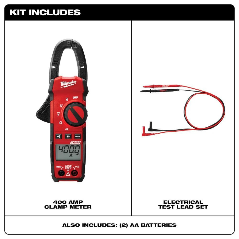 Milwaukee Heavy-Duty True-Rms 400 Amp Electrical Clamp Meter