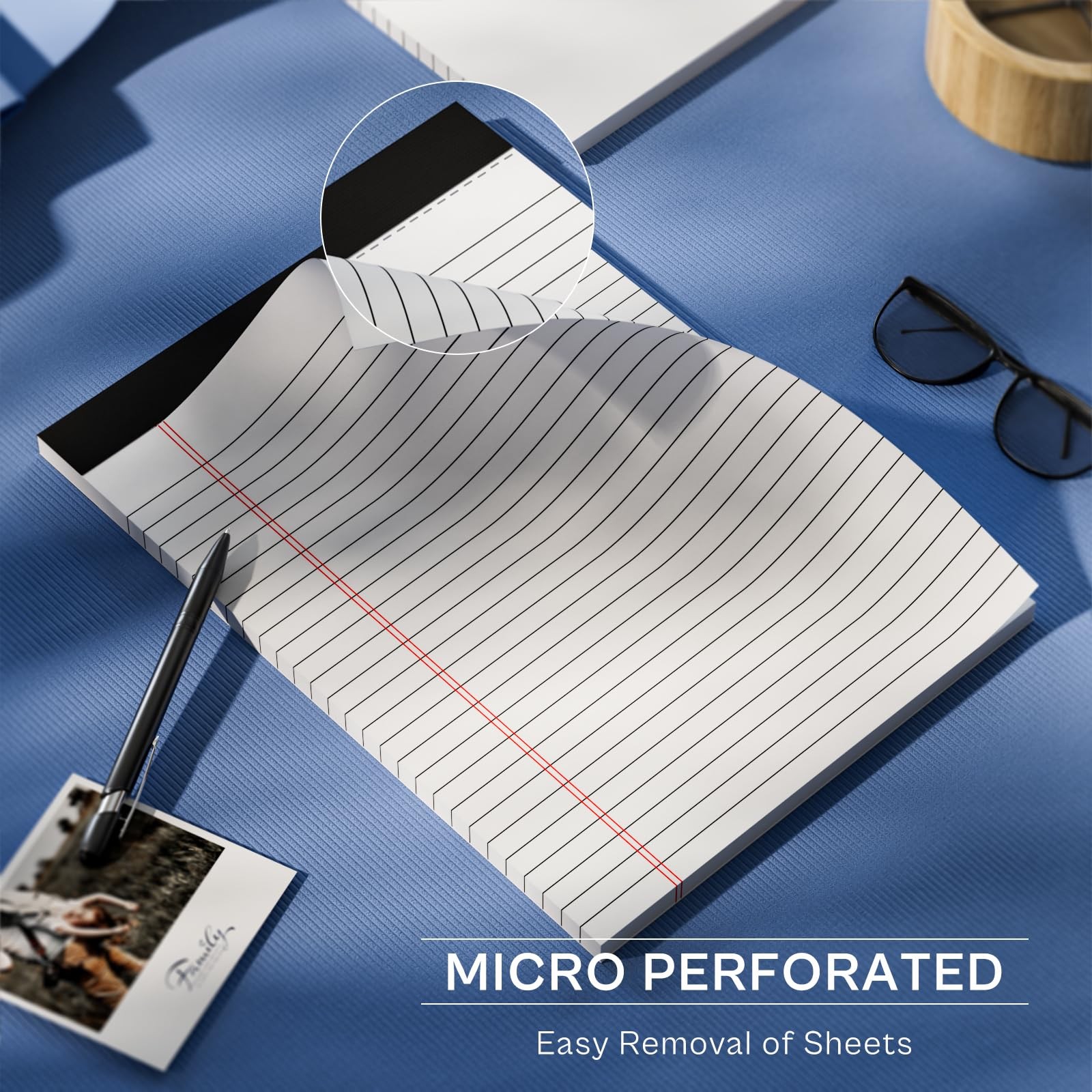 6 Pack Legal Pads 8.5 x 11 Writing Paper Tablets 8.5×11 Wide Ruled, White 6