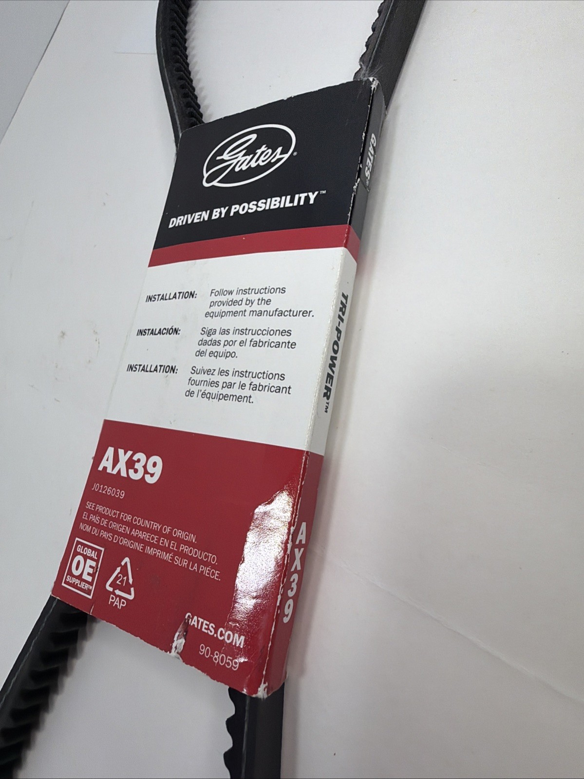 NEW, GATES AX39 TRI-POWER 9012-2039 EXHAUST, 90-8059