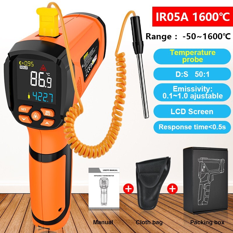 Dual Laser Thermometer -40-1600℃ Temparature Meter Infrared Thermometer