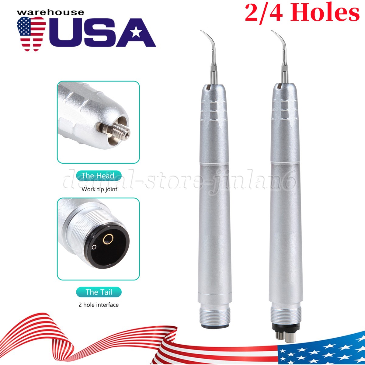Kavo Style Dental Air Scaler Handpiece Sonic Scaler Cleaner 2/4Holes w/3pcs Tips