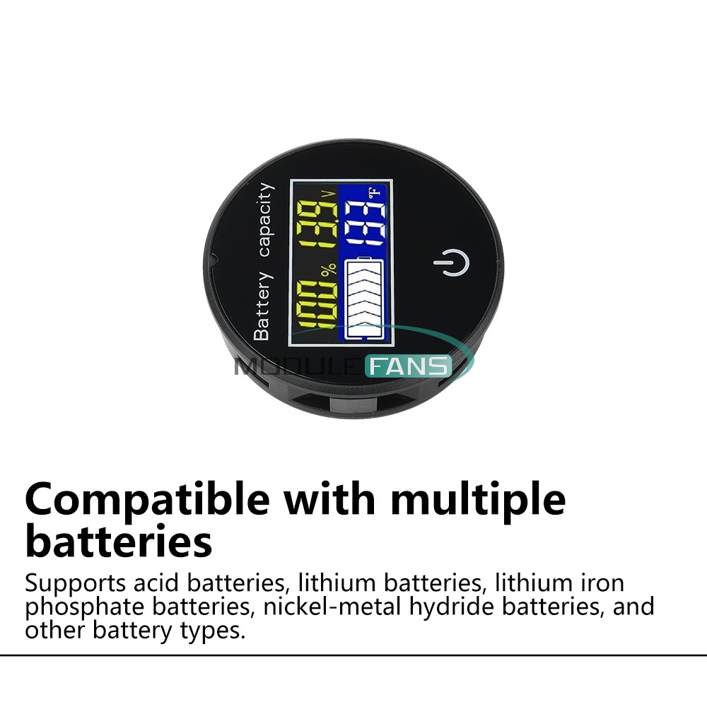 Digital Battery Level Indicator Voltage Power Percentage Temperature LCD Display