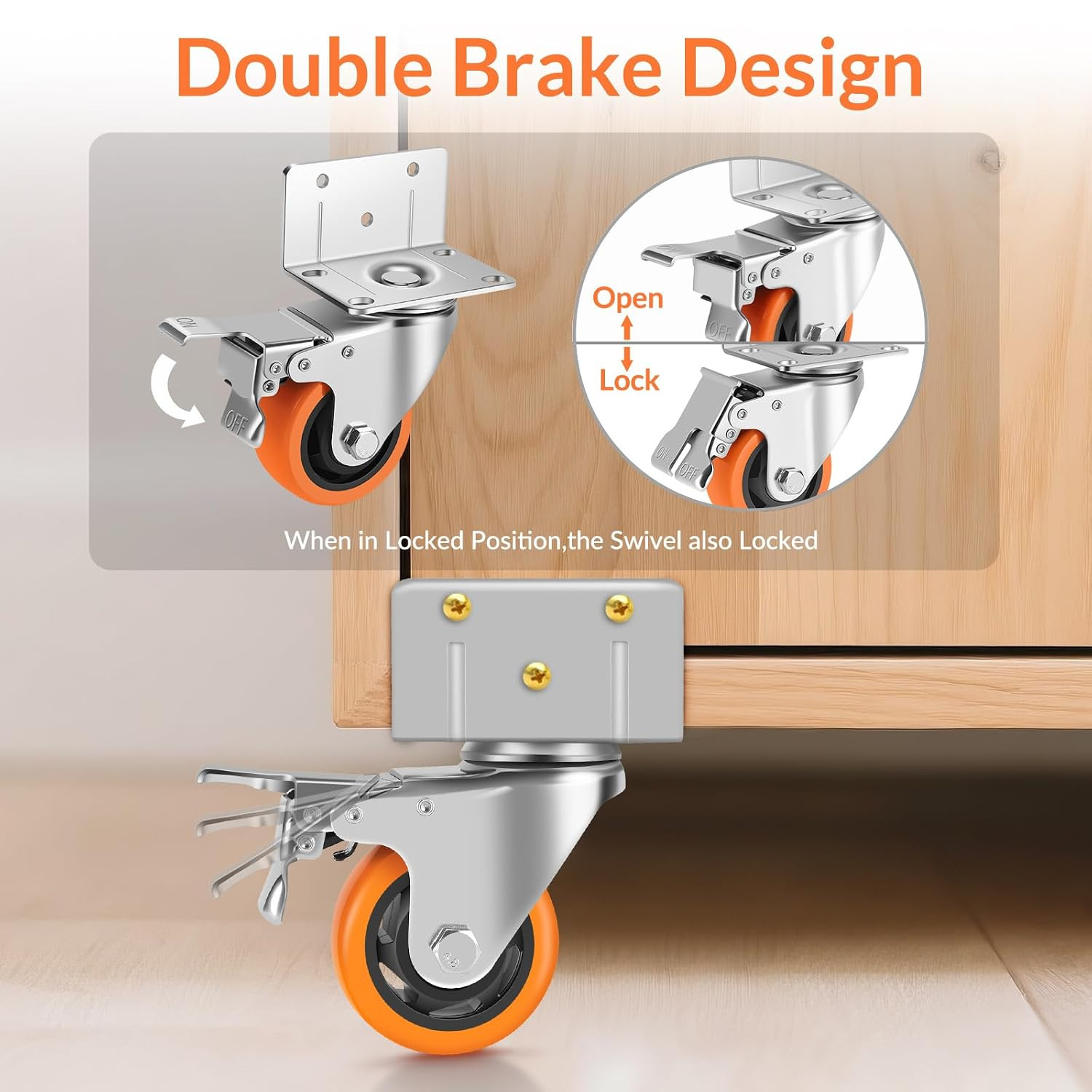Caster Wheels,3 Inch L-Shaped Casters Set of 4 Heavy Duty for Furniture | Indust