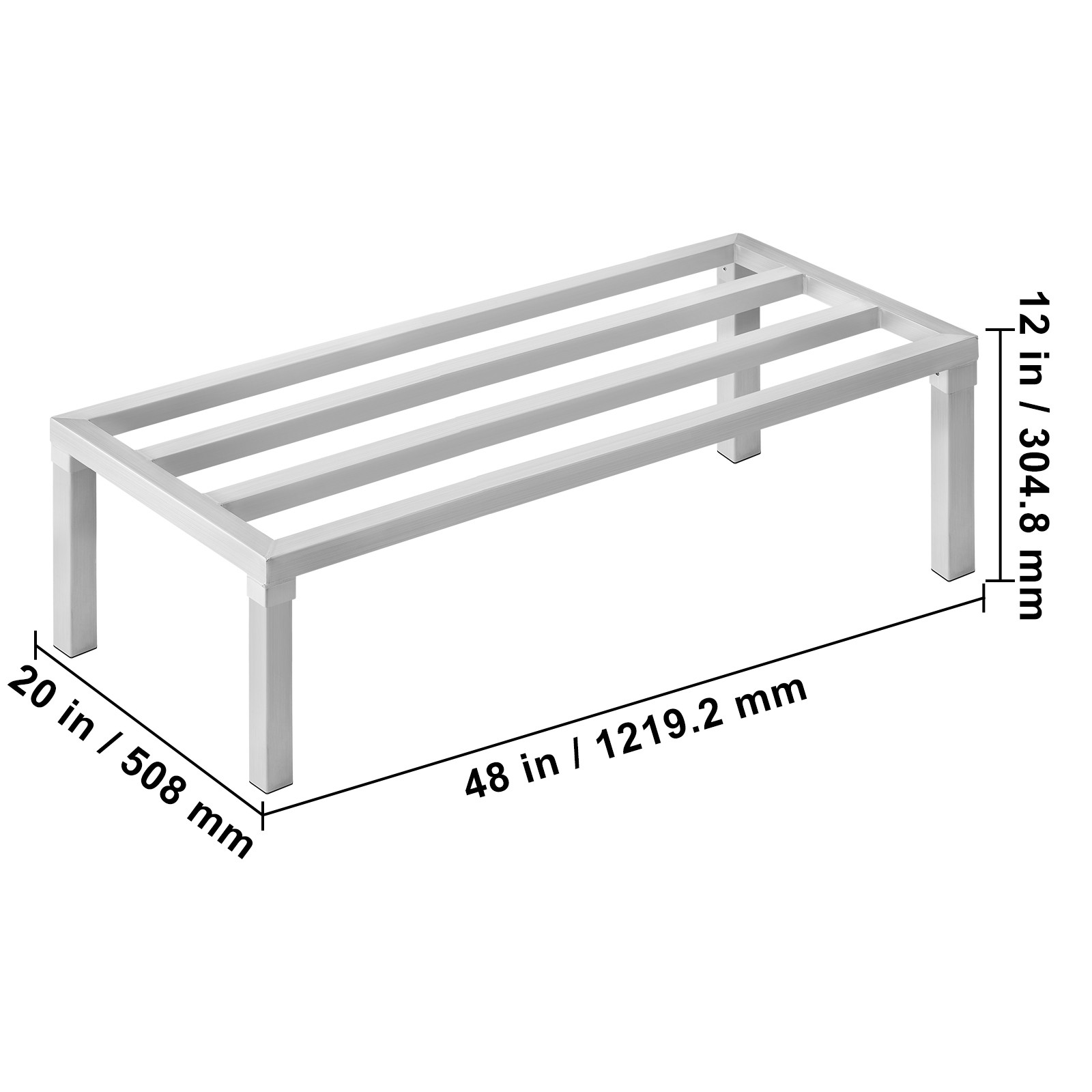 VEVOR Aluminum Dunnage Rack Stationary Dunnage Rack 48” x 20” x 12” Storage Rack