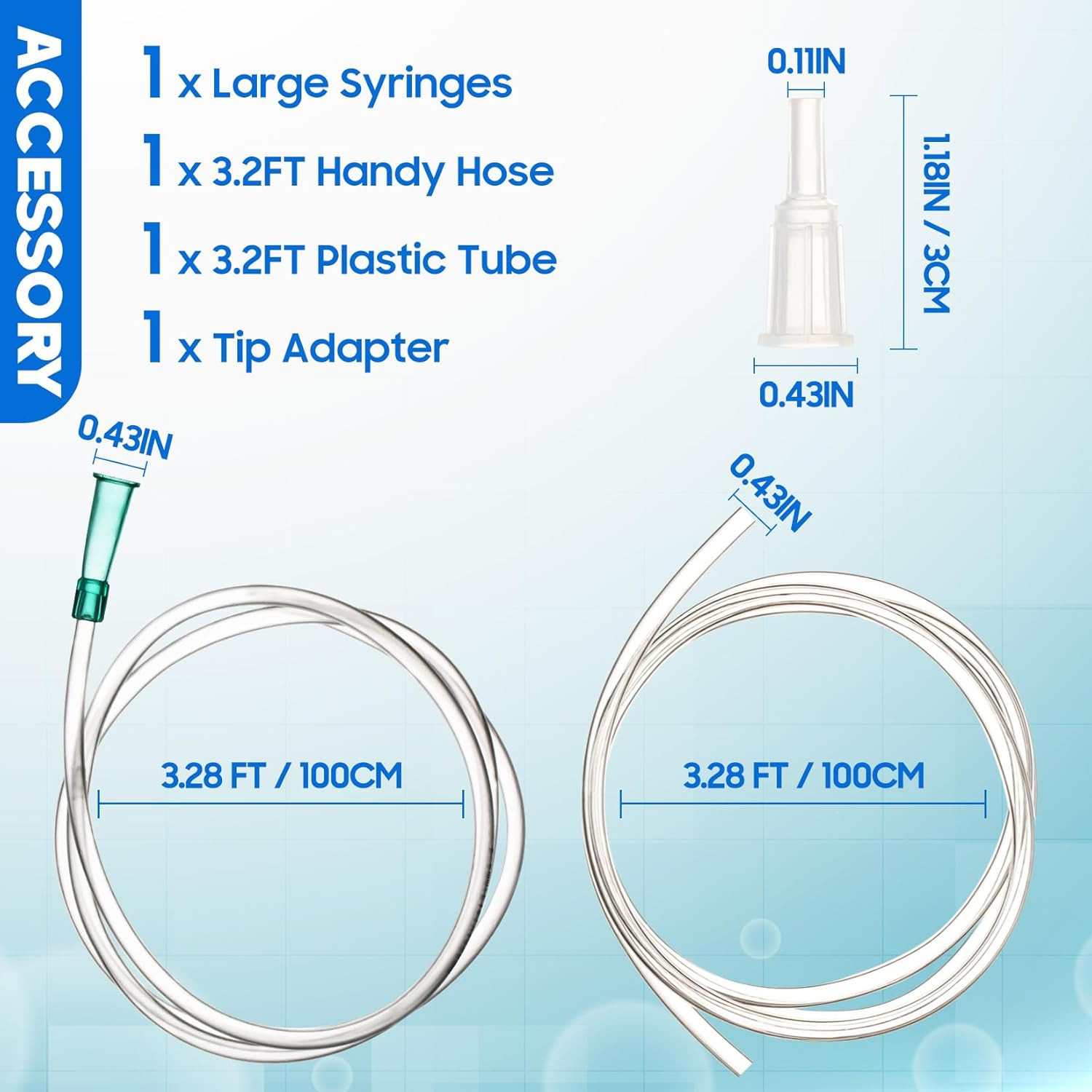 60ml/cc Syringes with Tube 40 Inch Handy Plastic Tubing and Adapter Tip | for Li