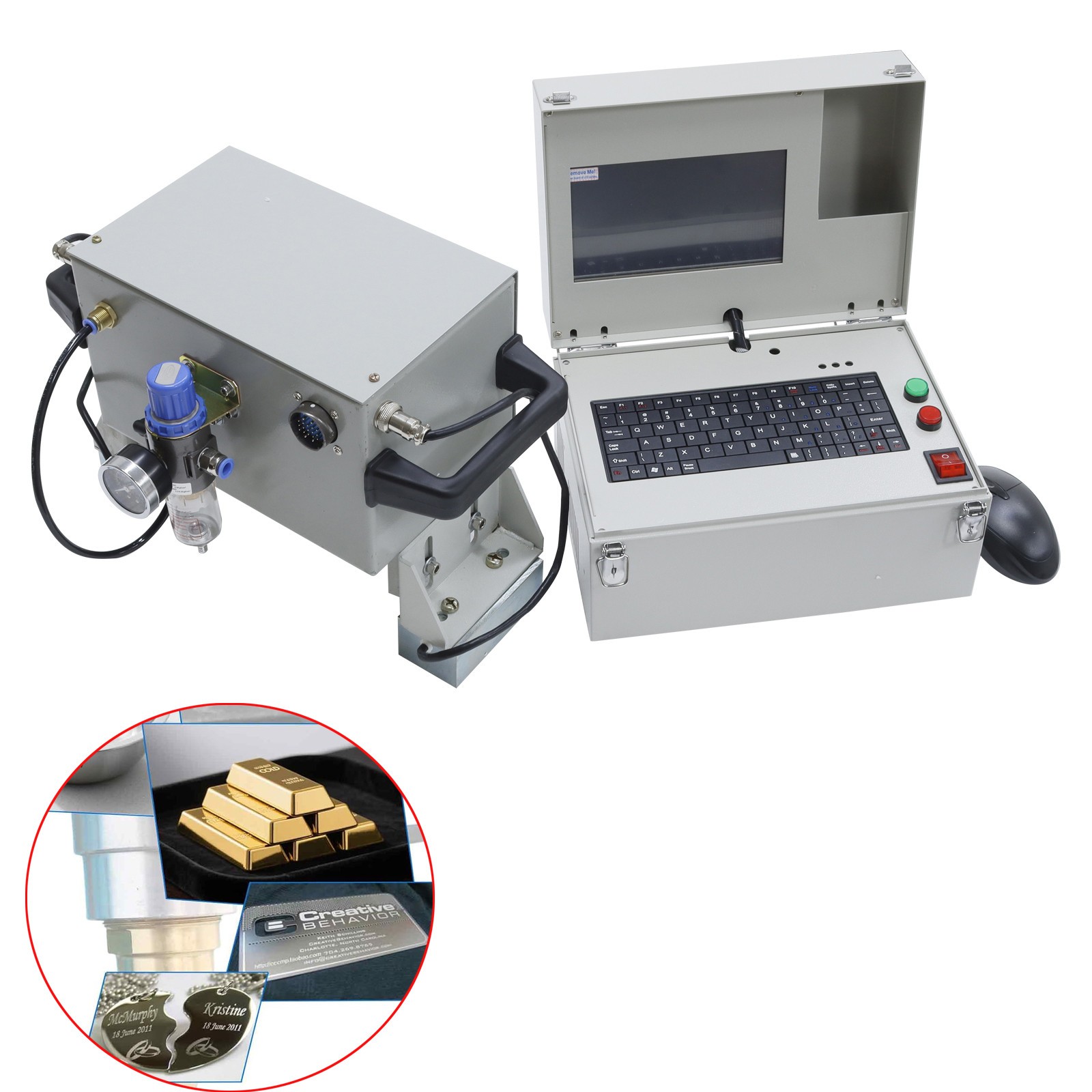 110V300W Metal Marking Engraving Machine5.1×1.9in Markingsize Pneumatic Engraver