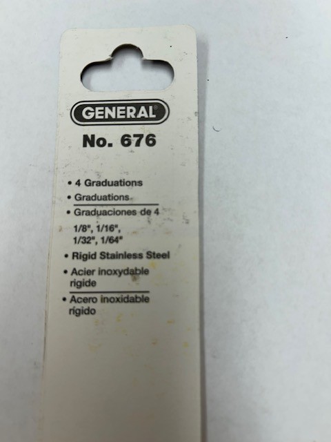GENERAL TOOLS 676 STAINLESS STEEL RULER SCALE 1/8,1/16,1/32,1/64″ READING