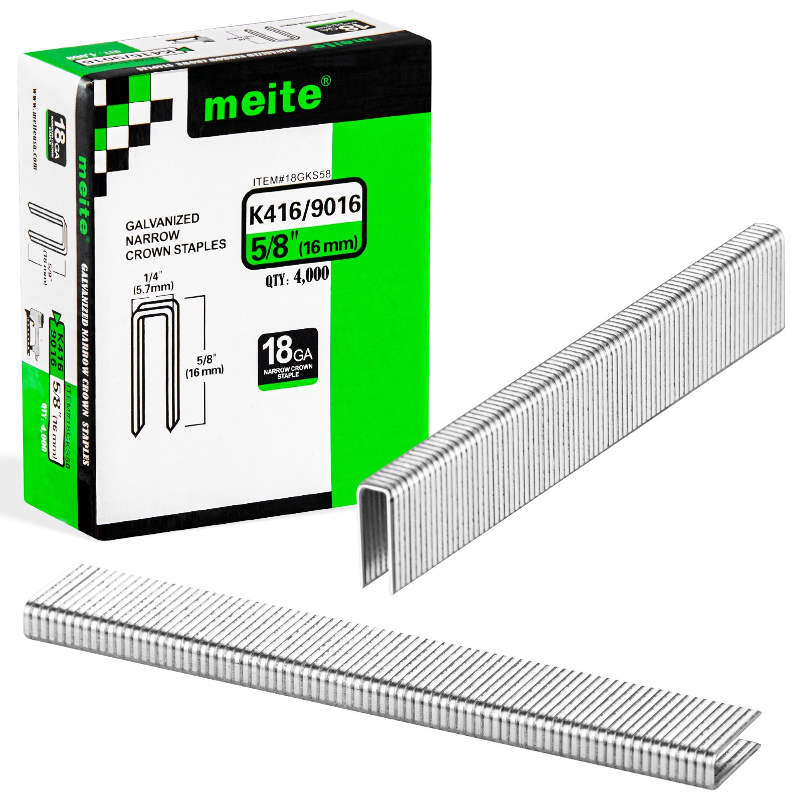 meite 18 Gauge 1/4″ Narrow Crown Staples 1/2″ to 1-1/2″ Length Heavy Duty Staple