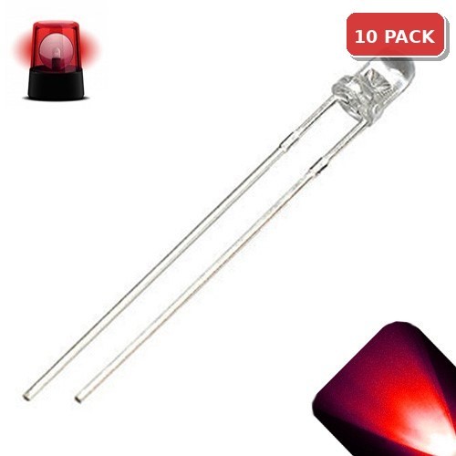 10 x LED 3mm Red Slow Flashing Blinking Strobe Ultra Bright LEDs 1Hz Plane RC