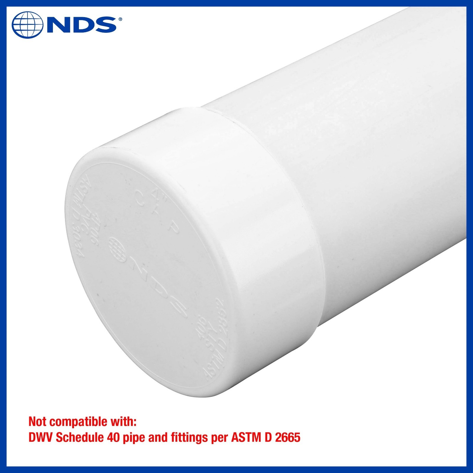 NDS 4in PVC Sewer Drain Cap Pipe Fitting Plug Heavy Duty