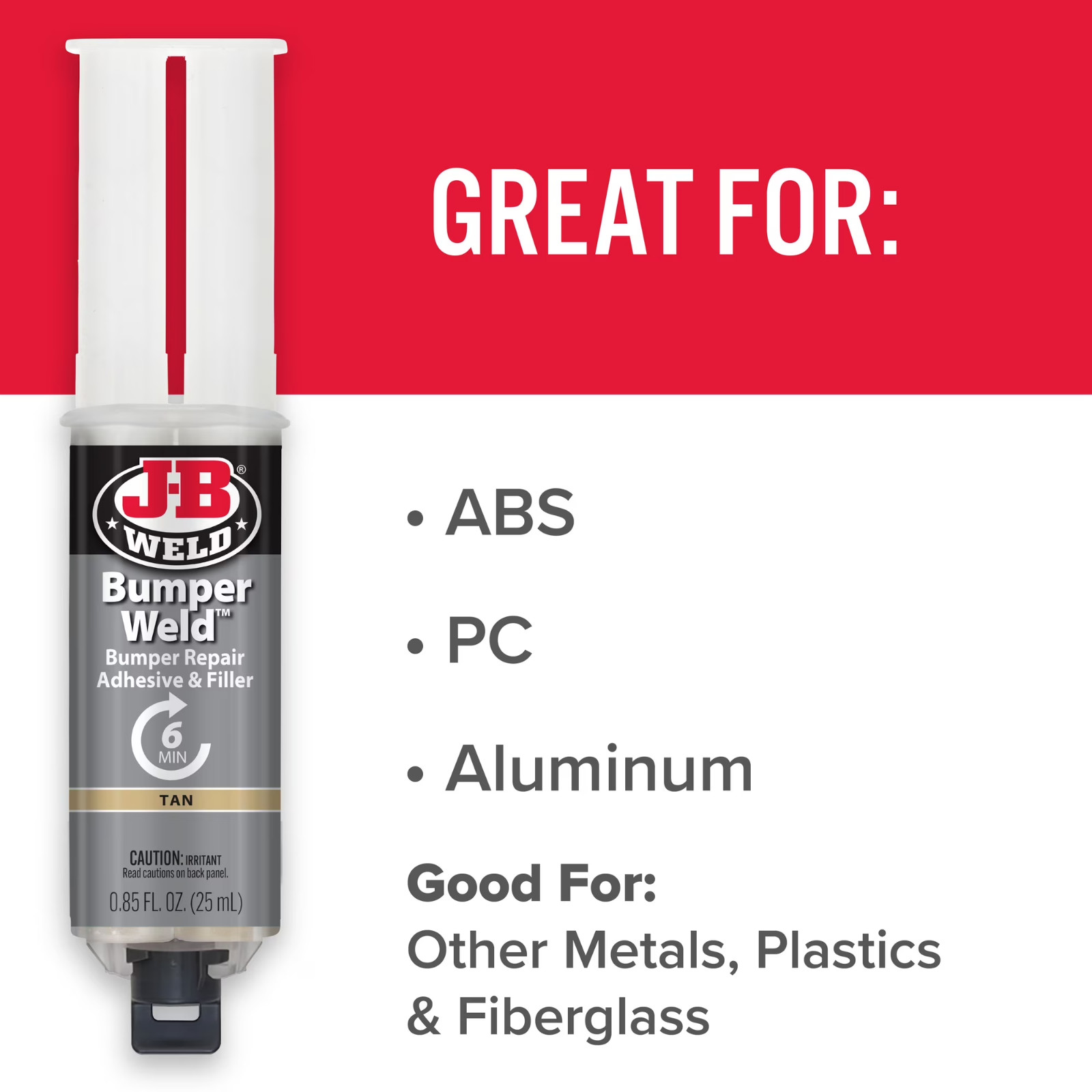 J-B Weld Bumper Weld Syringe Epoxy Adhesive, 25 ml