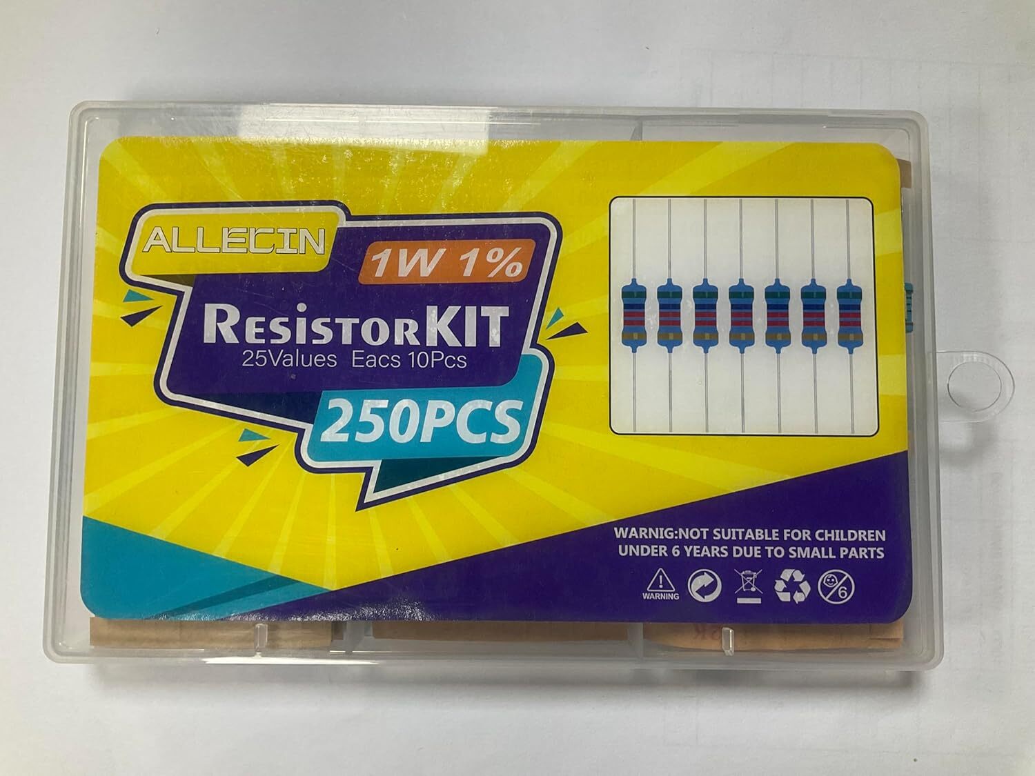 25 Values 1W Metal Film Resistor Kit from 1 Ohm to 1M Ohm 1 Watt 1% Resistors