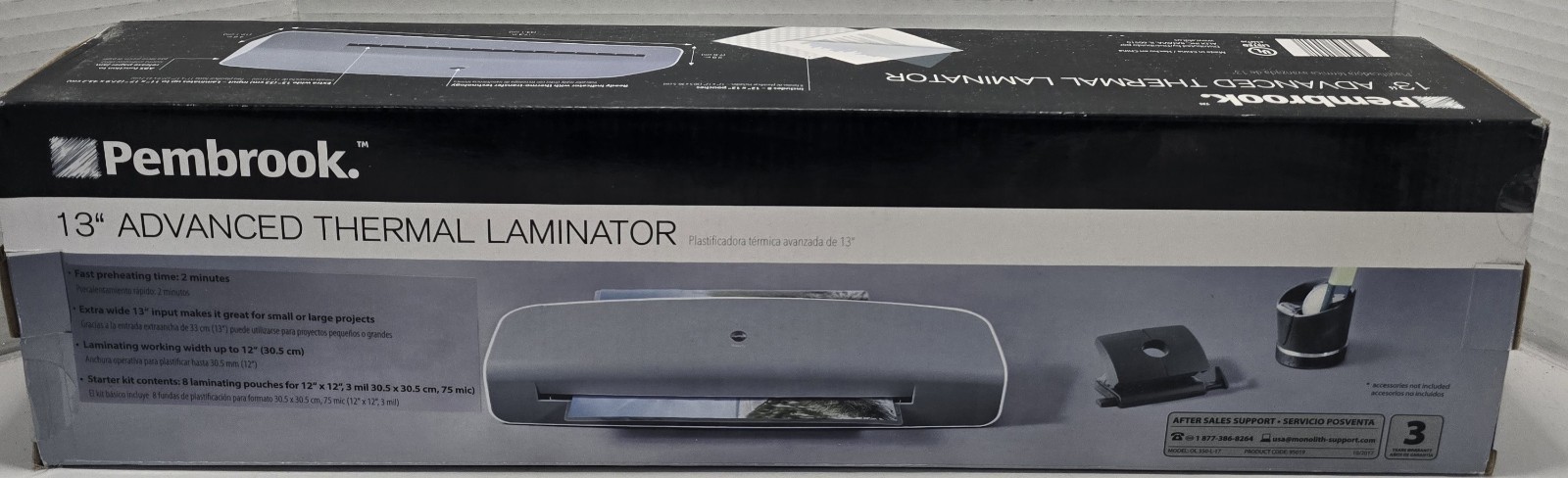 Pembrook 9″ Advanced Thermal Laminator Starter Kit Included, New In Sealed Box