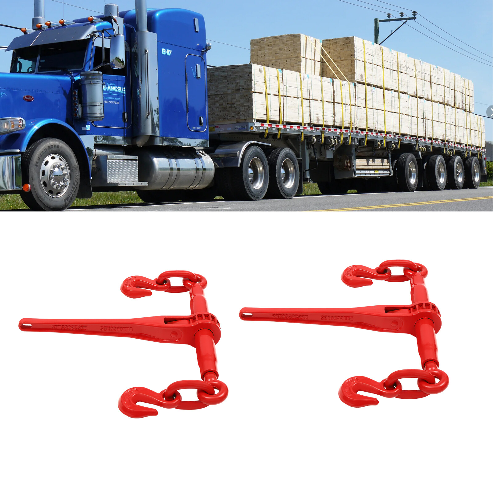 2-Pieces Heavy-Duty Chain Binder Stretch Hook Load Chain Binder 2449.4kg/5400lbs