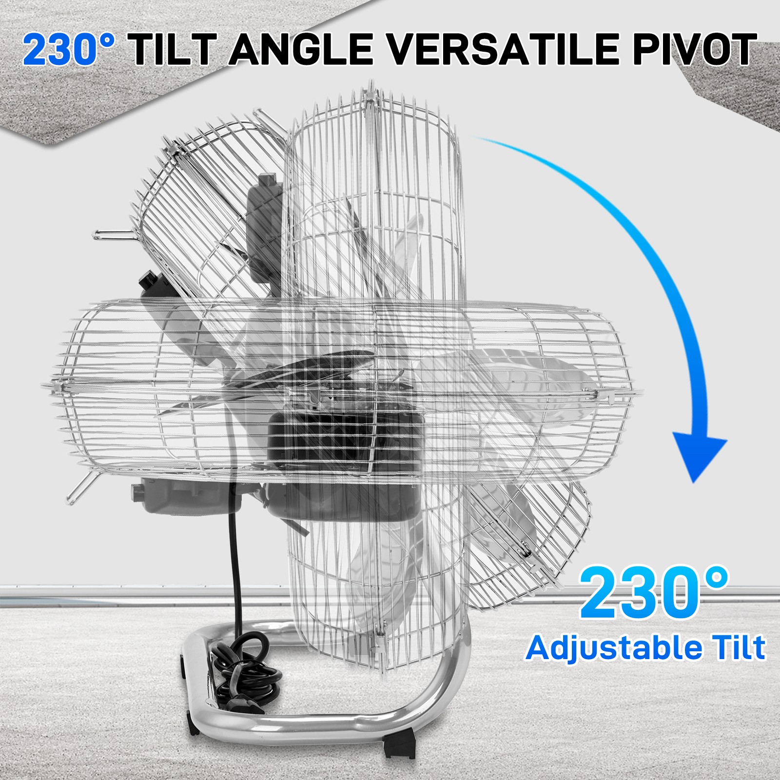 20 Inch High Velocity Metal Industrial Floor Fan, 3-Speeds Powerful Cooling