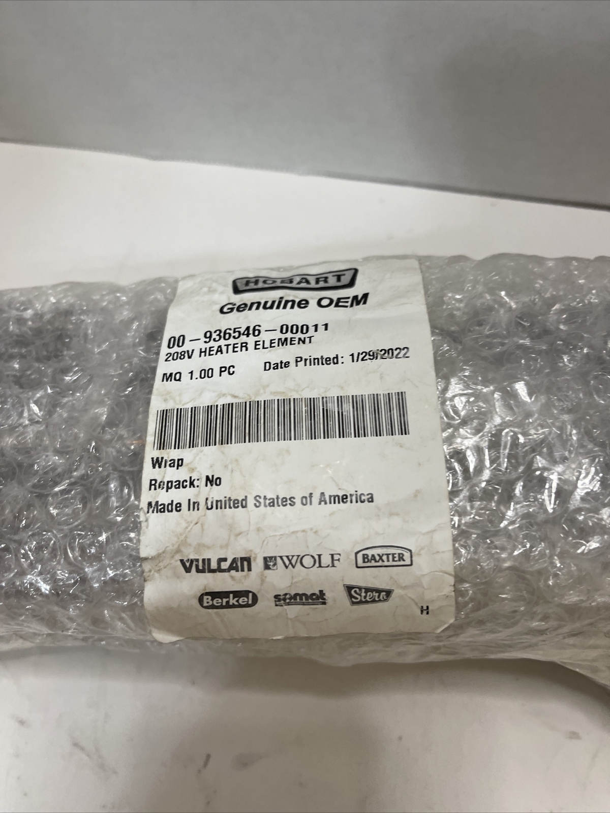Hobart 208V Heater Element 00-936546-00011 – Genuine OEM
