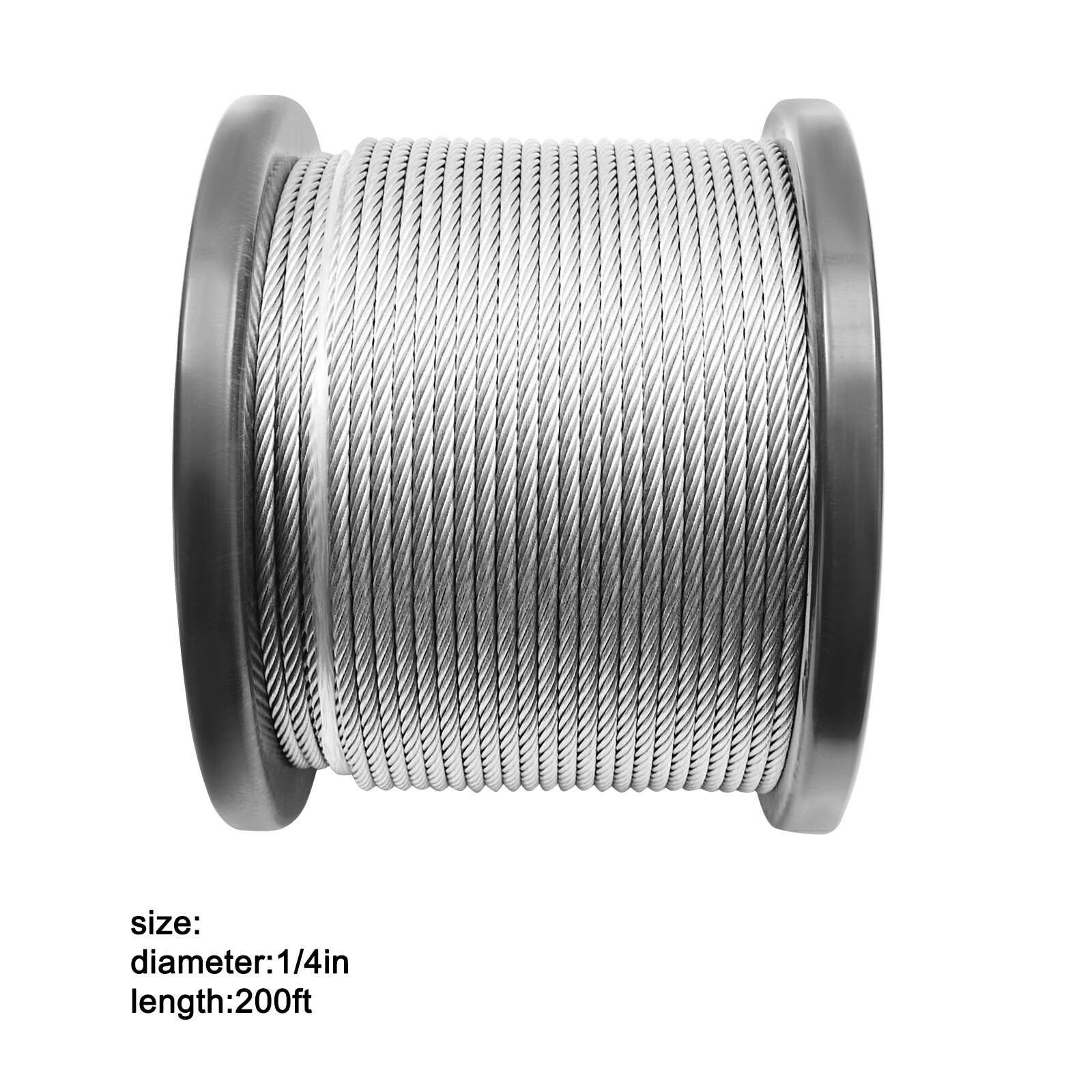1/4 inch Stainless Steel Cable 200FT T304 7×19 Steel Wire Rope Aircraft Cable