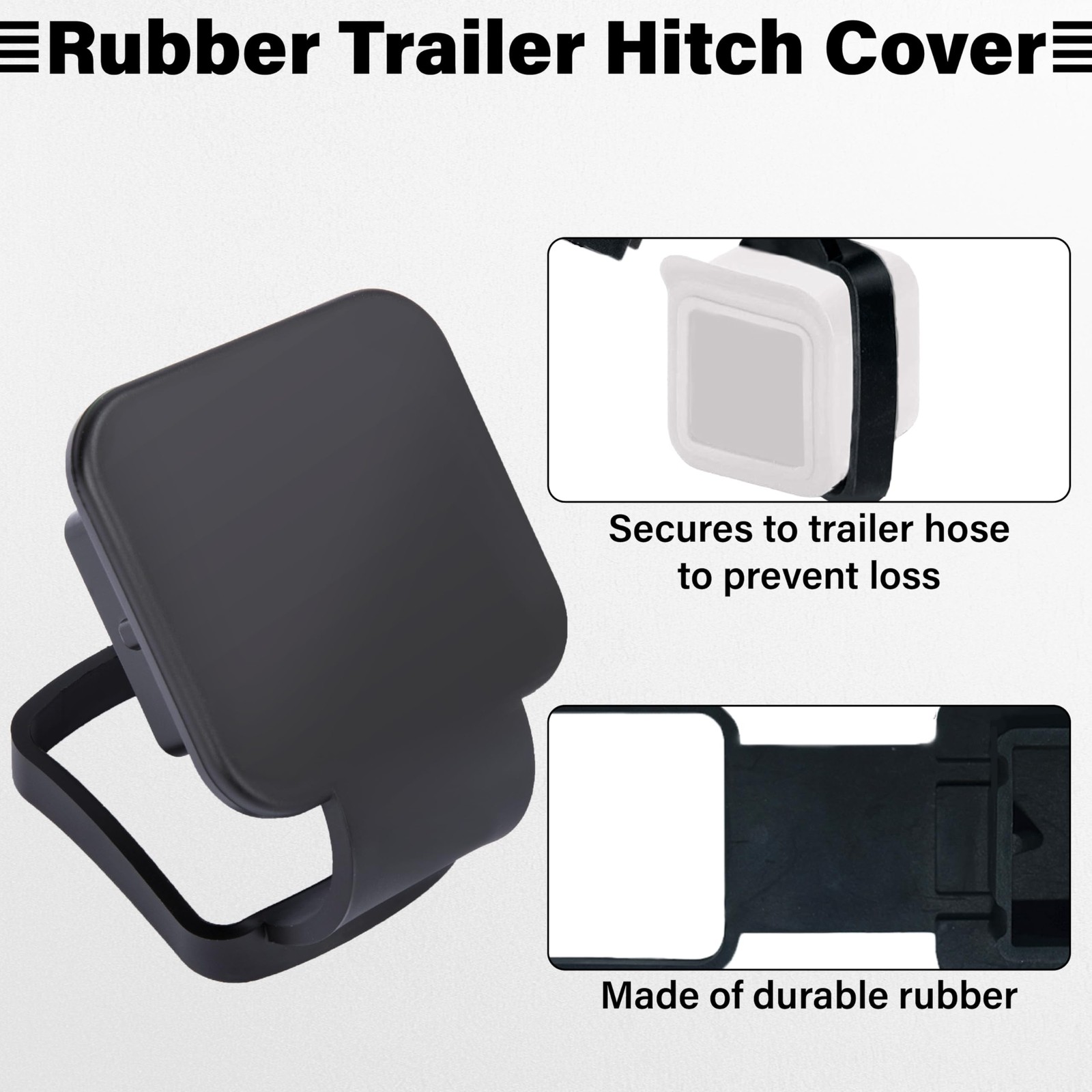 2 Inch Rubber Trailer Hitch Cover, Durable Tow Full Cover Pattern, No Pattern
