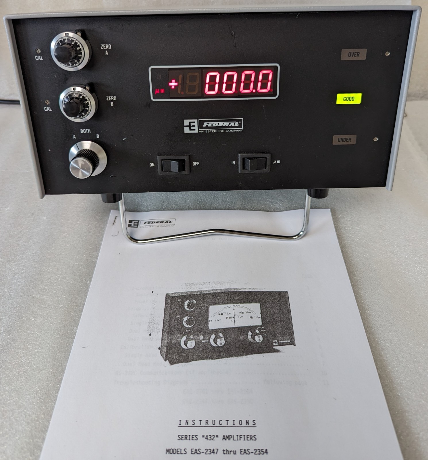 FEDERAL PRODUCTS 432 SERIES EAS-2350 GAGING AMPLIFIER with EHE-1100 GAGE HEAD