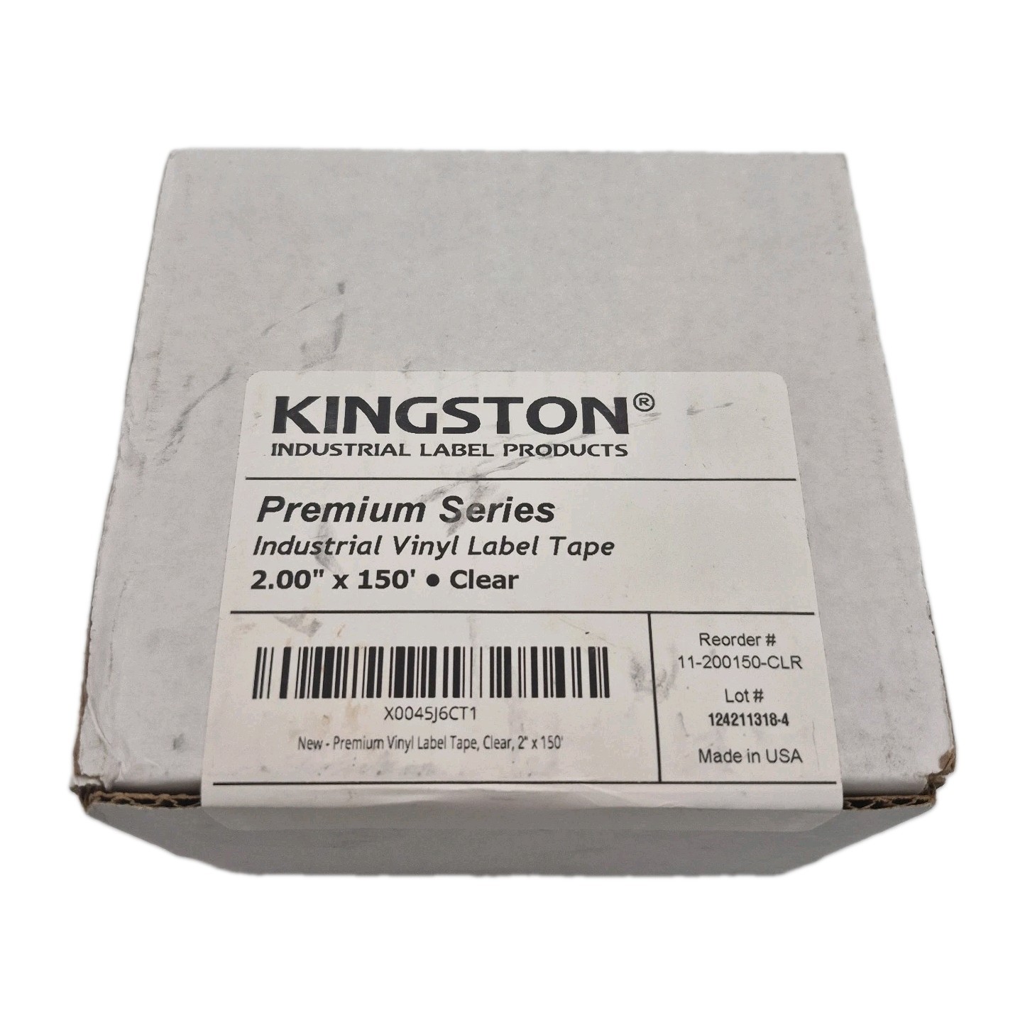 Kingston Premium Series Industrial Vinyl Label Tape Clear 2in x 150ft New