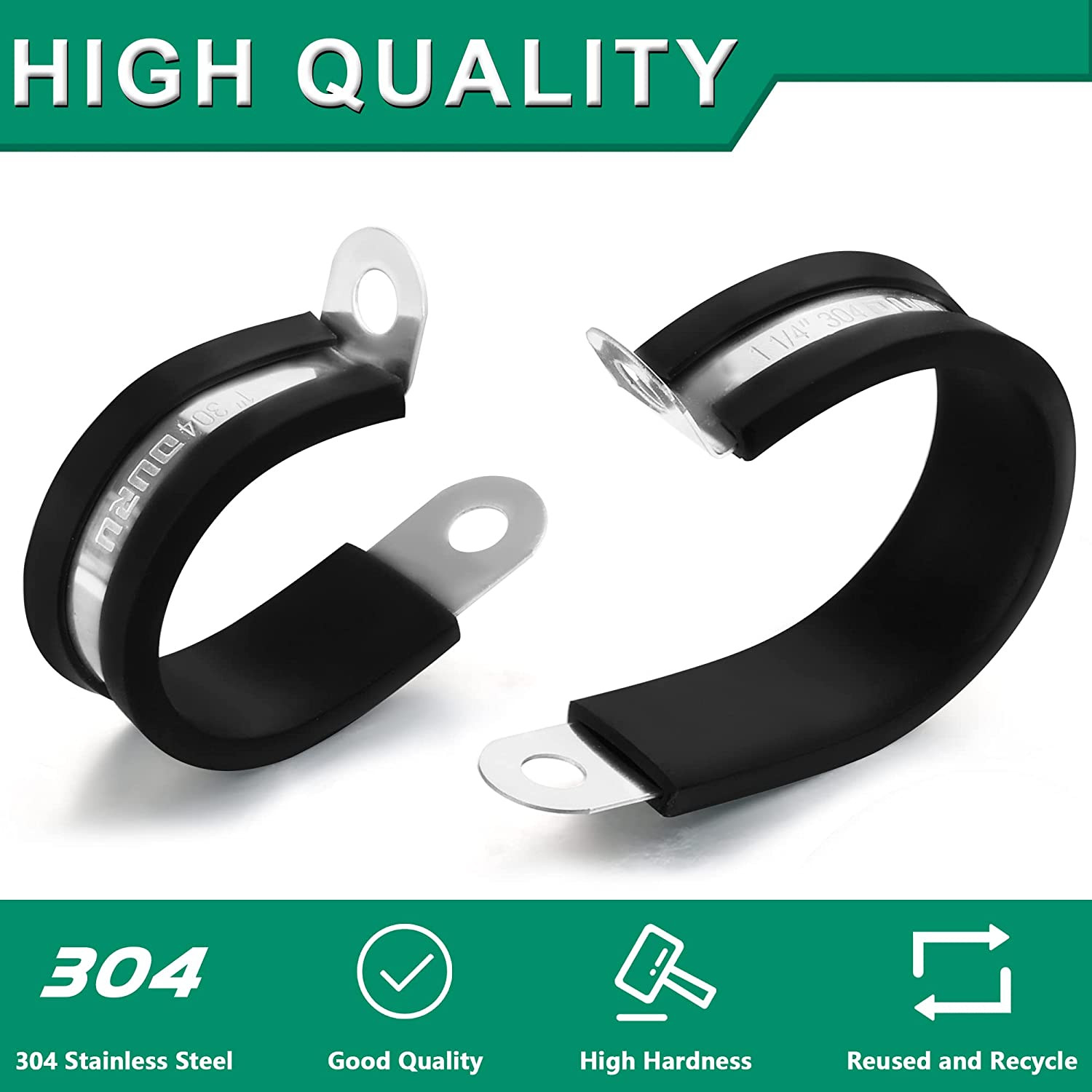 20Pcs 3/4″ Stainless Steel Cable Clamps, Rubber Coated Cushioned Insulated Clamp