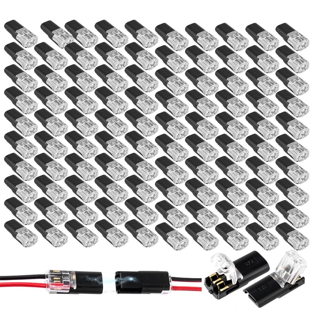 100PCS 2 Pin Wire Connector Double Wire Plug AWG 18-22 LED Automotive Car DIY