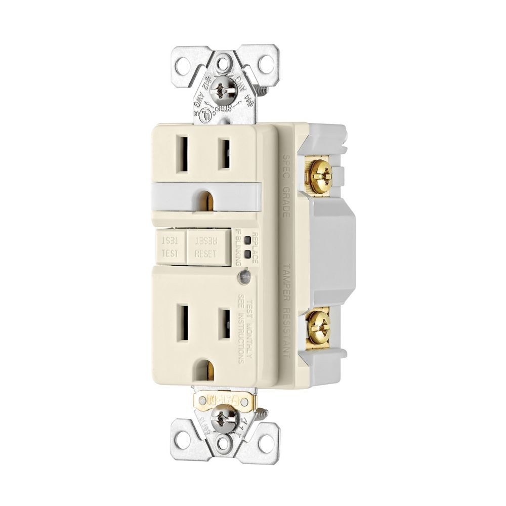 4 x Eaton 15A GFCI Receptacle with Nightlight TRSGFNL15, Light Almond 5-15R LA