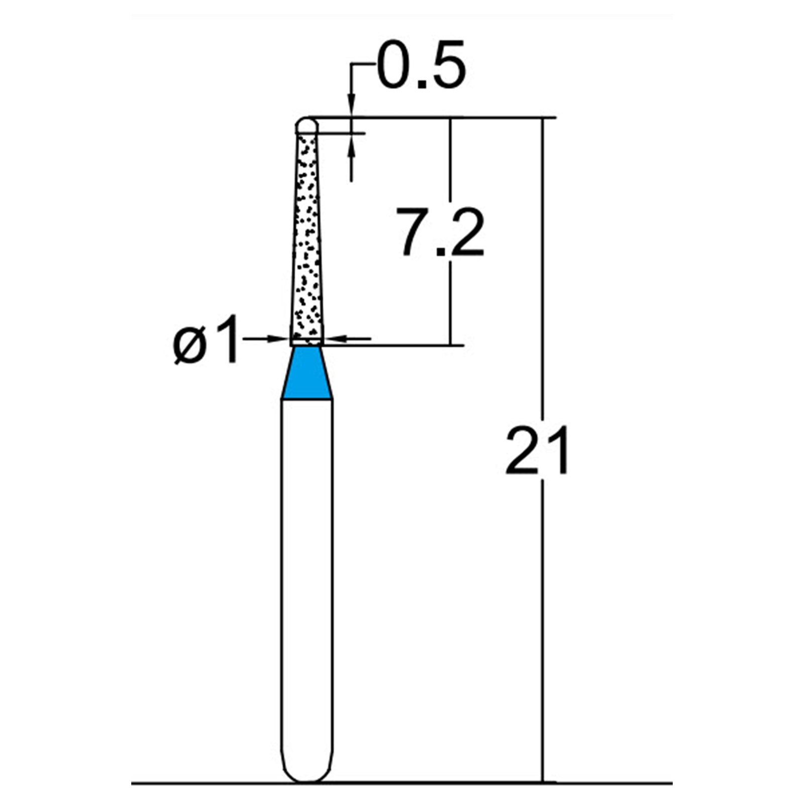 Conical End Dome End Side Cutting Only 1 mm Dia Medium Diamond Bur [28-215.10M1]