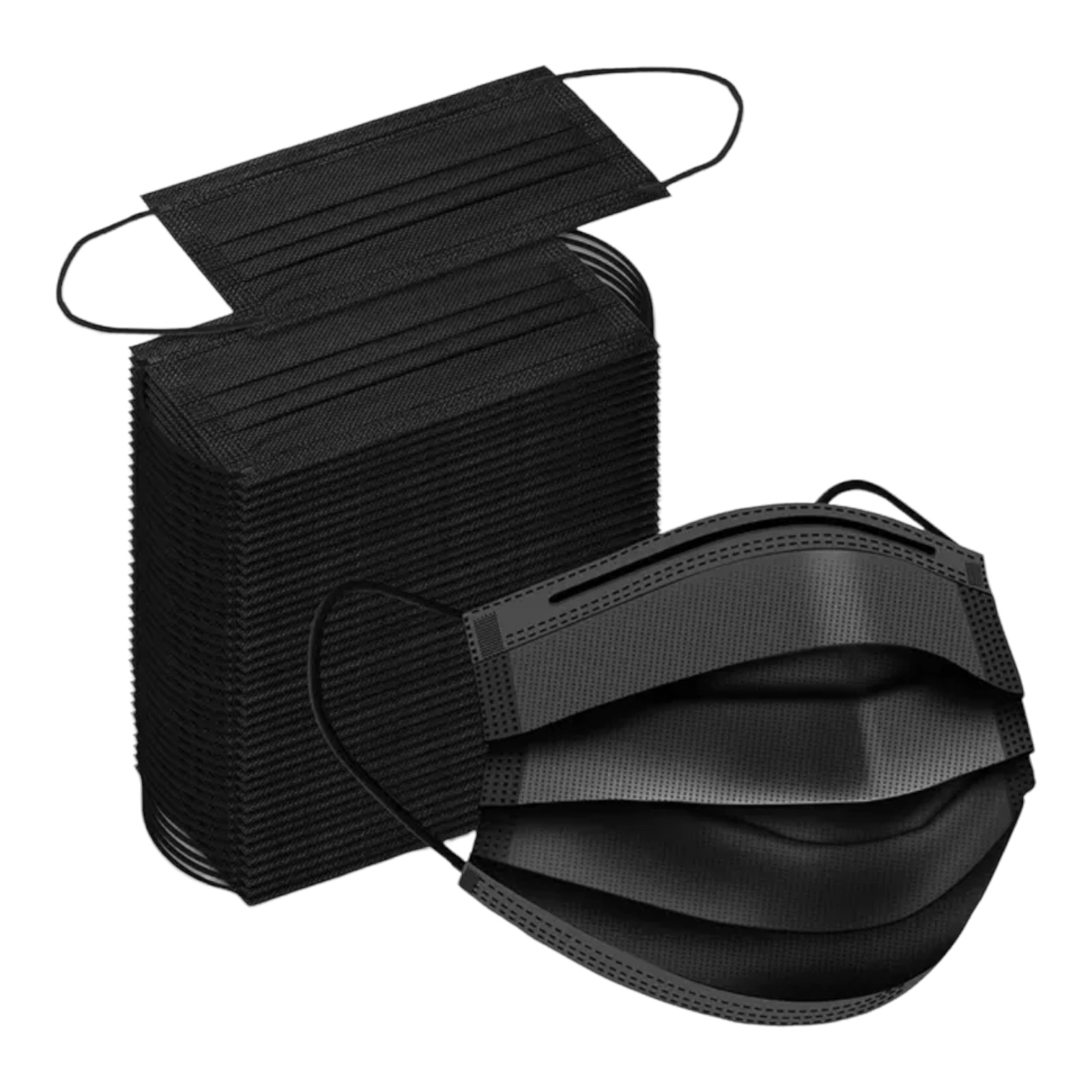 100 PCS Disposable Face Mask Non Medical Surgical 3 Ply Ear loop Black Masks USA