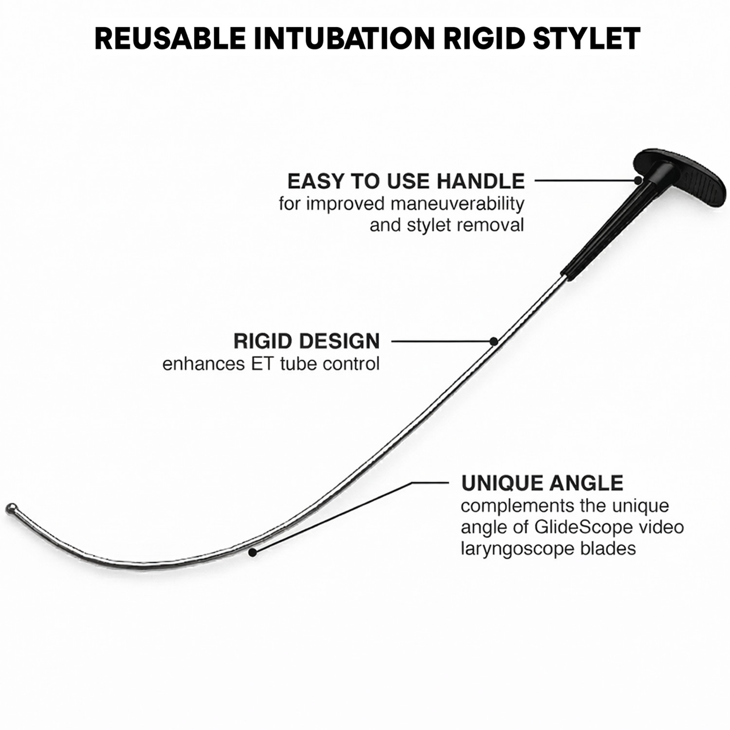 Reusable Intubation Stylet 12.5″ Autoclavable 5 mm Ball Tip Airway Instruments