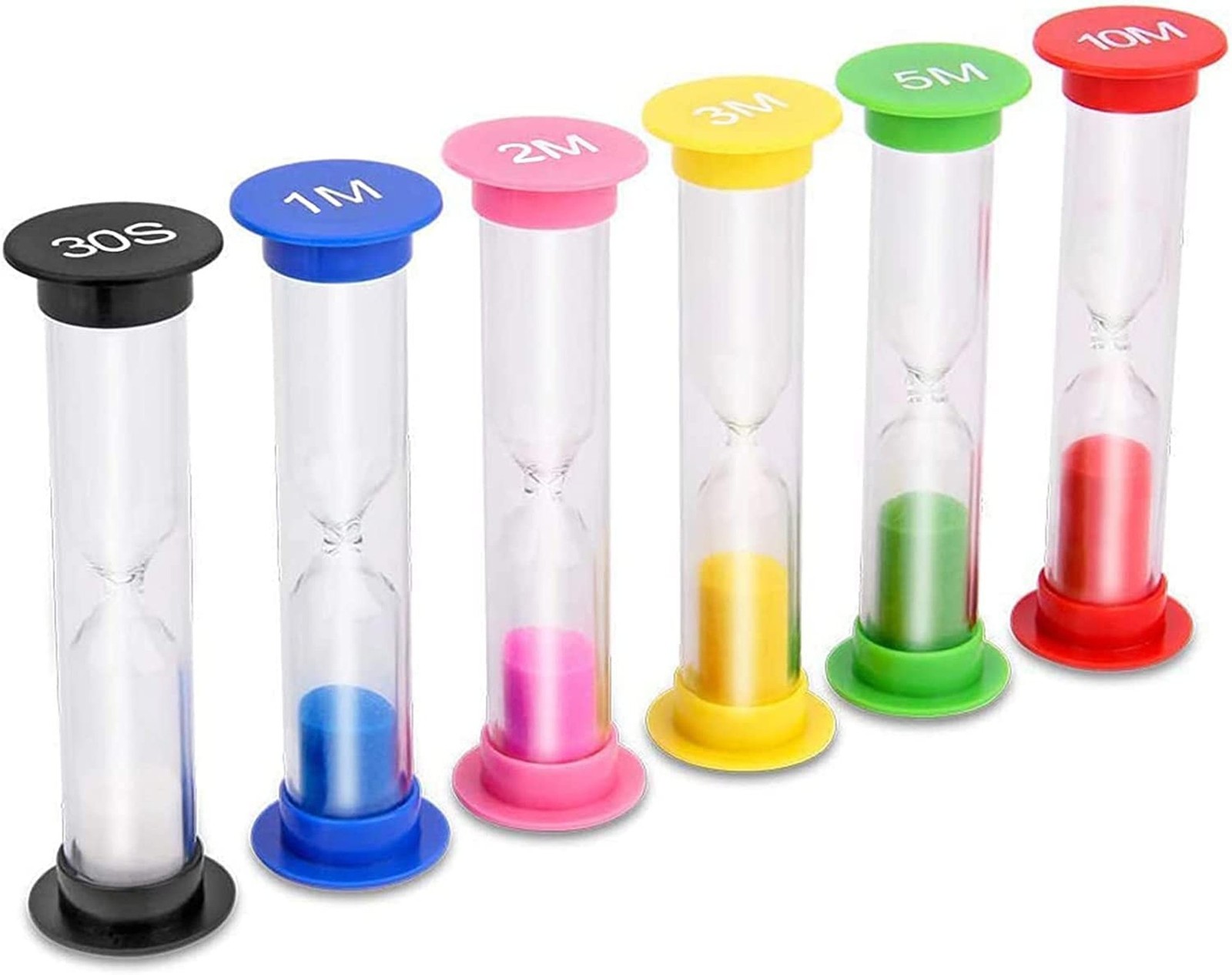 Sand Timer, 6 Pcs Colorful Hourglass Timer 30sec / 1min / 2mins / 3mins / 5mi…
