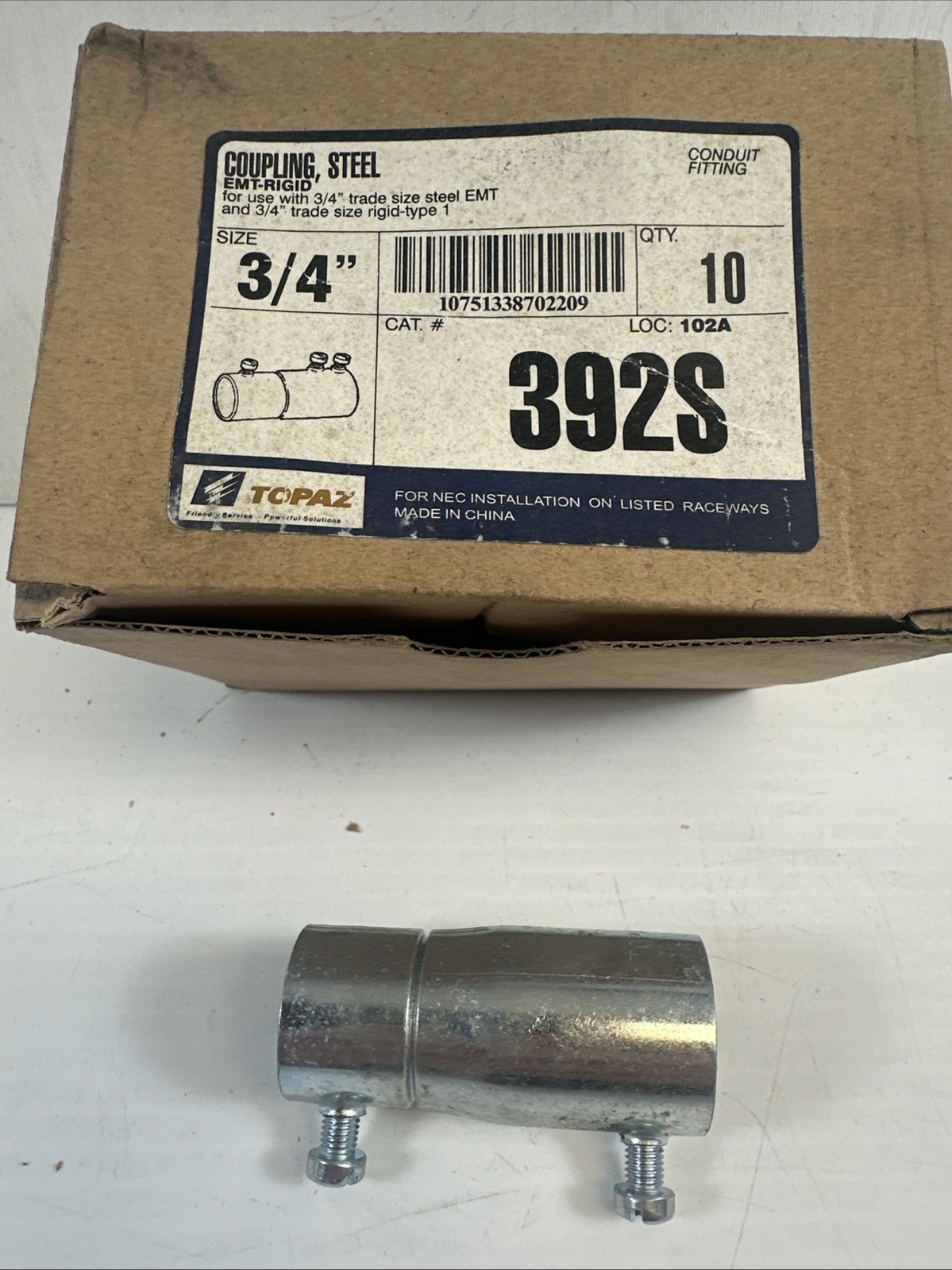 10 – 3/4″ Rigid to 3/4″ EMT Conduit Adapter Reducer Coupling Set Screw Steel