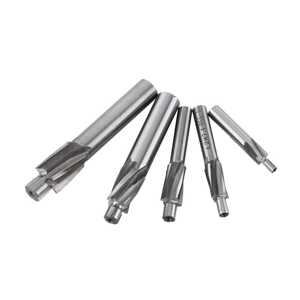 5Pcs Counterbore Drill Bits Set, 4 Flutes Straight End Mill Cutter HSS Countersi