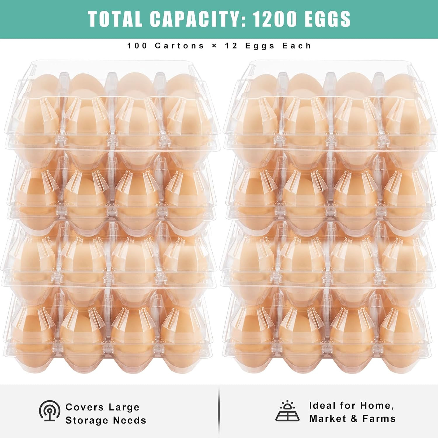 50 Packs Egg Cartons Cheap Bulk,Plastic for 12 Eggs, Clear Egg Cartons 3 * 4 G