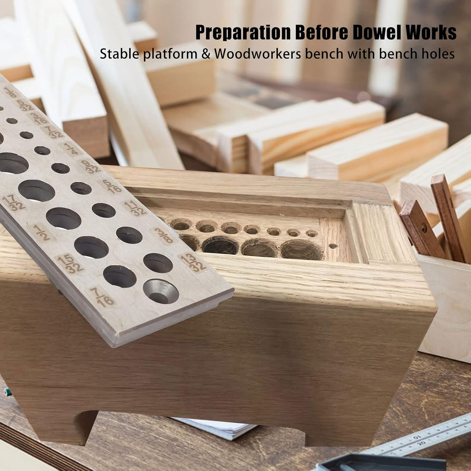 A2 Steel Dowel Plate for Softwoods and Hardwoods, 17 Holes, High Speed Steel