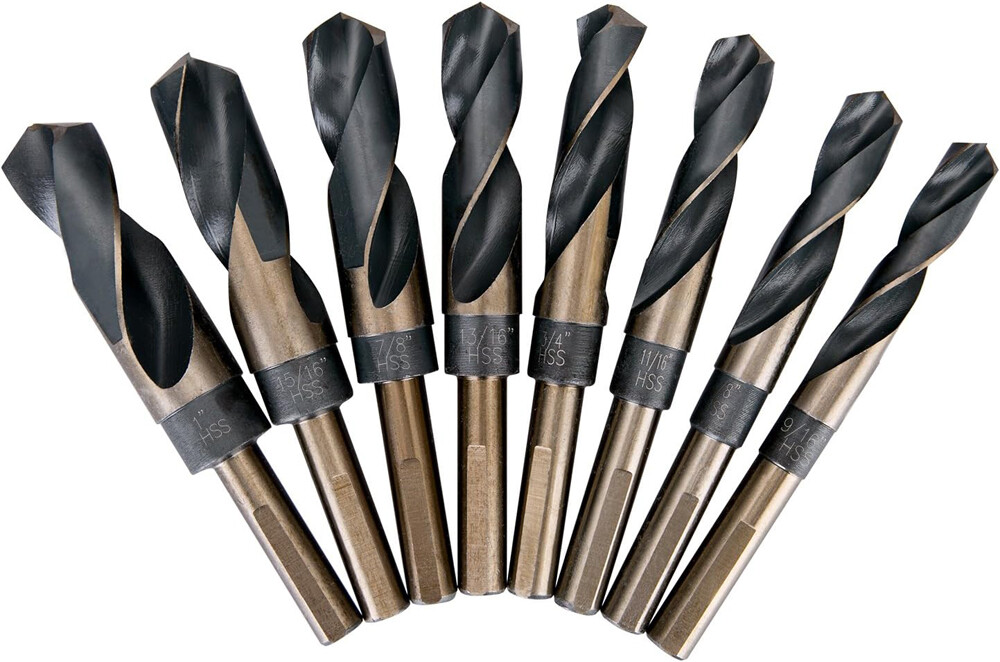 8 PCS HSS Cobalt Silver and Deming Drill Bits Set Large Size 9/16 inch to 1 inch