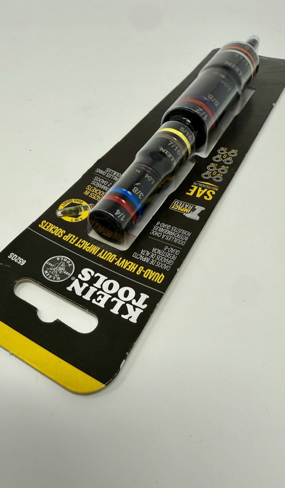 Klein Tools 652QS Quad-8 Deep-Well Heavy-Duty Impact Flip Sockets, SAE 8 Sizes