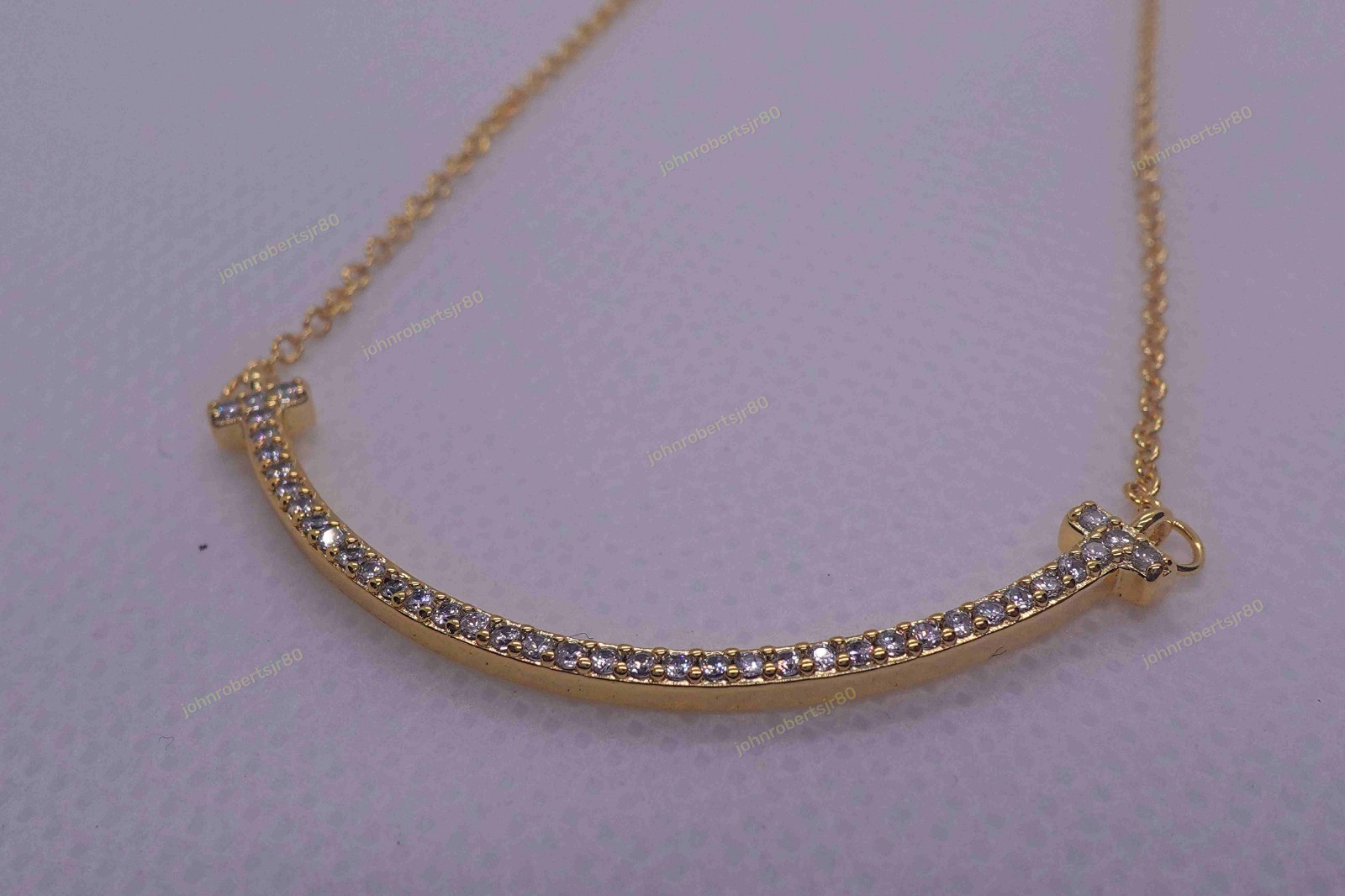 New.TiIffany&Co.T Smile-Small Diamond&Pendant 18K Gold 38cm Necklace Case