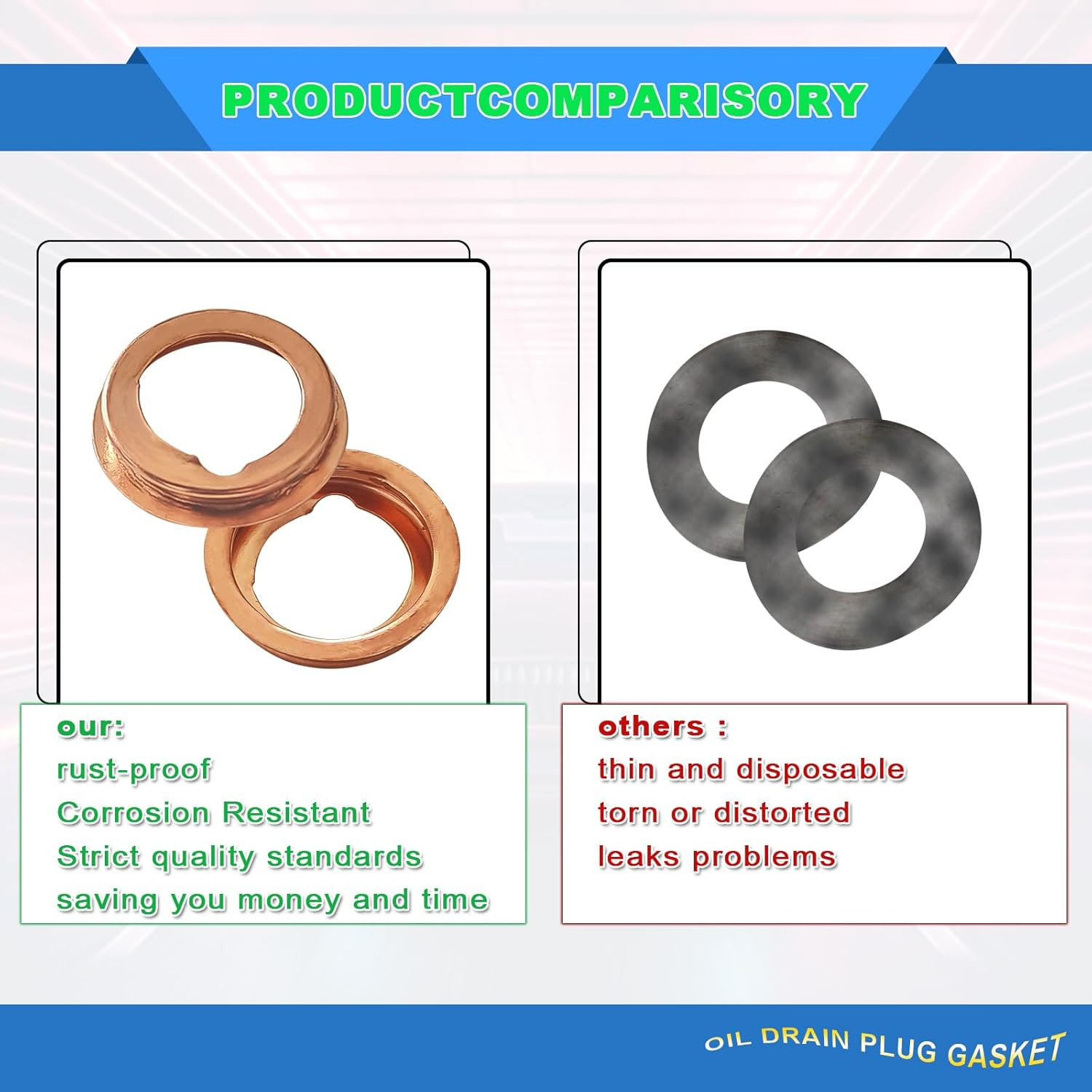 20Pcs Oil Drain Plug Gasket, Copper Crush Washer Compatible with Nissan/Infiniti