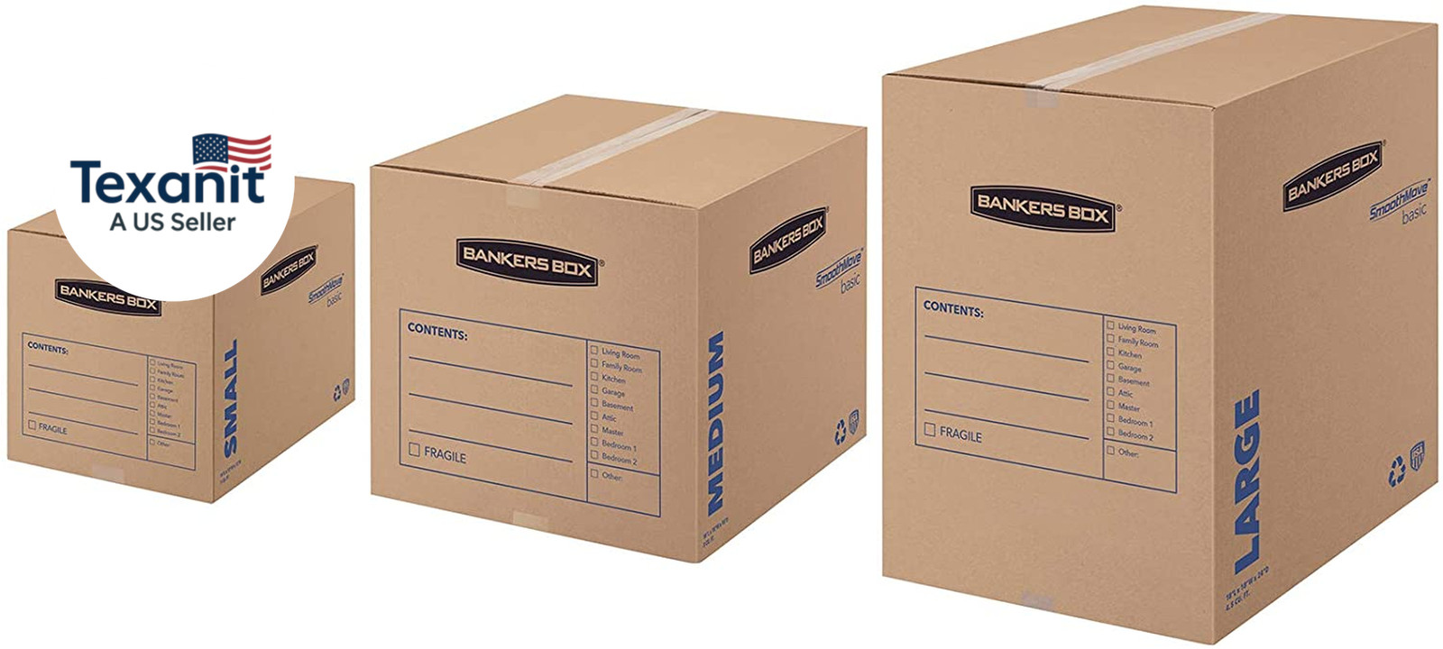 Small Moving Box 15 Pack, Pre-Printed for Labeling, 16.5-In X 12.25-In X 12.675-