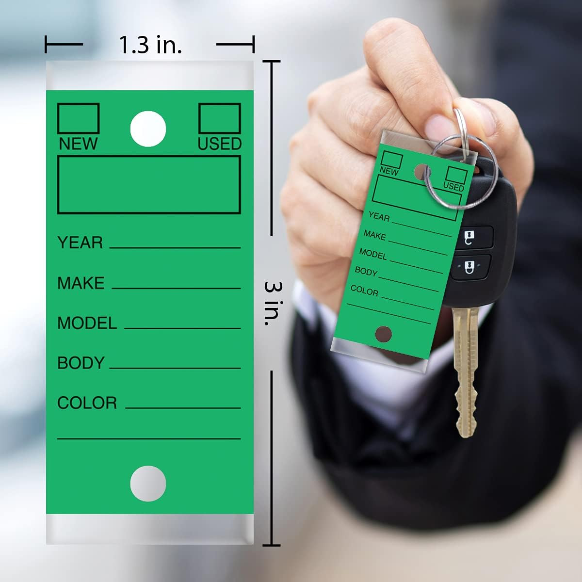 250 Per Box, Self-Protecting Paper Key Tags with Chrome-Plated Split Rings Perfe