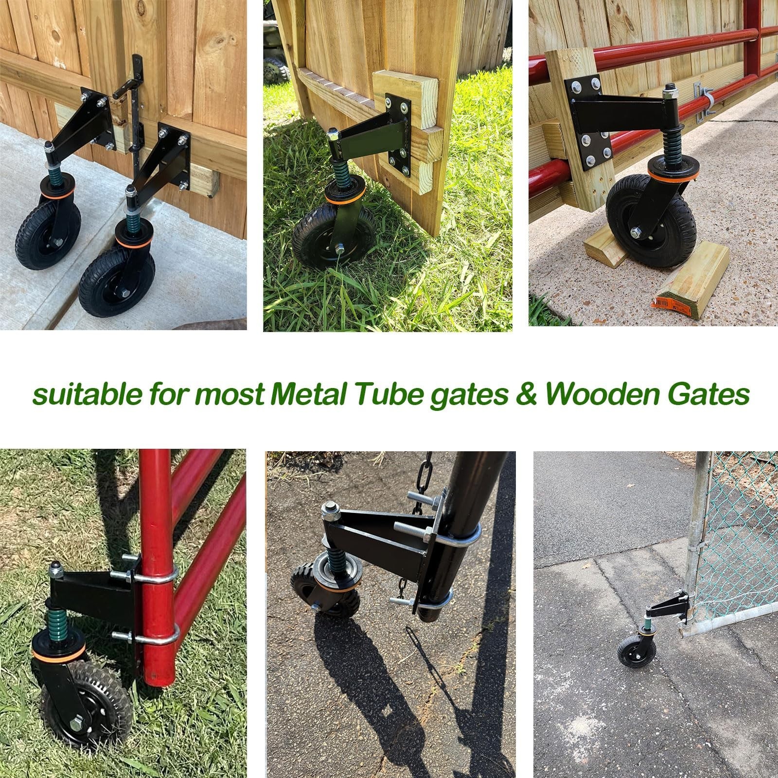 8″ Heavy Duty Gate Wheel, 750 lb Capacity, Fits Metal/Wood Gates, 360° Swivel Ca