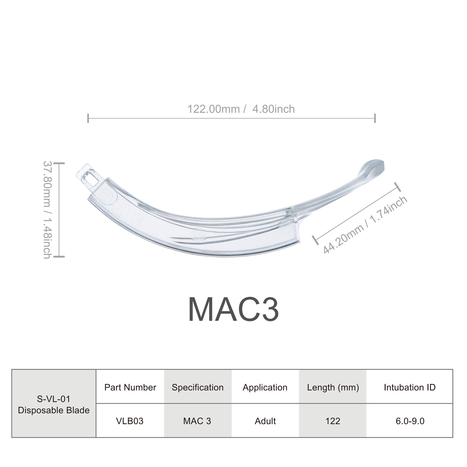 (US delivery)Vide Laryngoscope Disposable Blade MAC1/D-blade (10pc/Box)